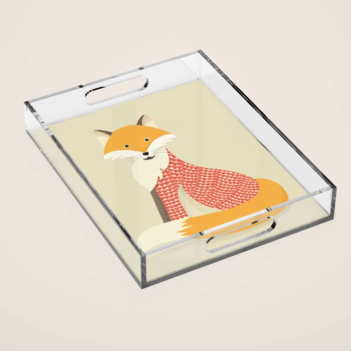 Whimsical Red Fox Acrylic Tray Gallery Image 1