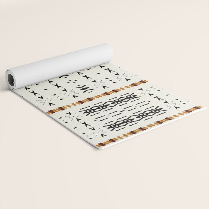 Mudcloth Tribal Neutral 02 Yoga Mat Gallery Image 2