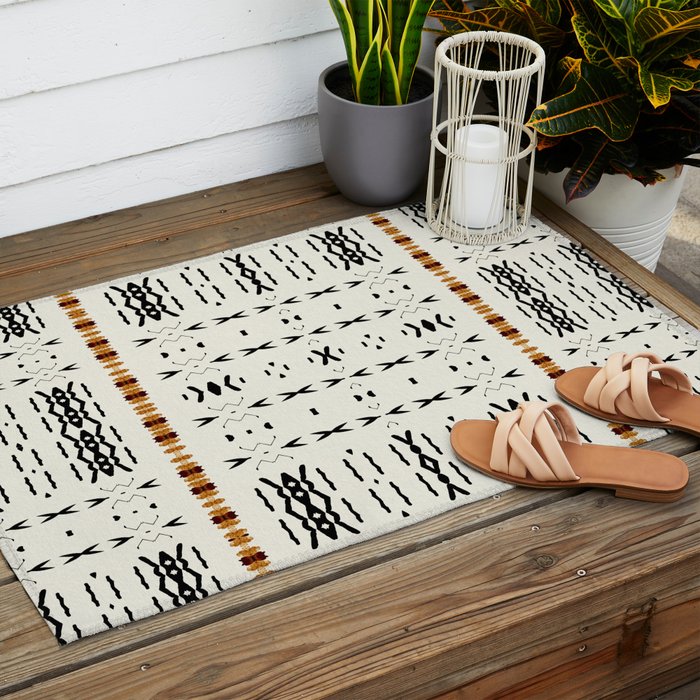 Mudcloth Tribal Neutral 02 Outdoor Rug Gallery Image 2