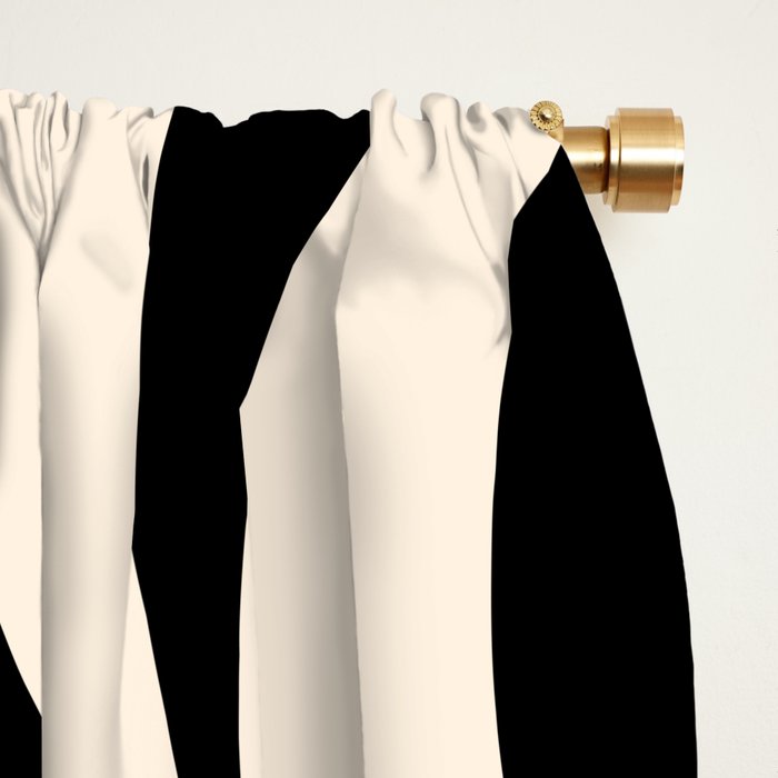 Mod Swirl Retro Abstract Pattern in Black and Almond Cream Window Curtain Gallery Image 2