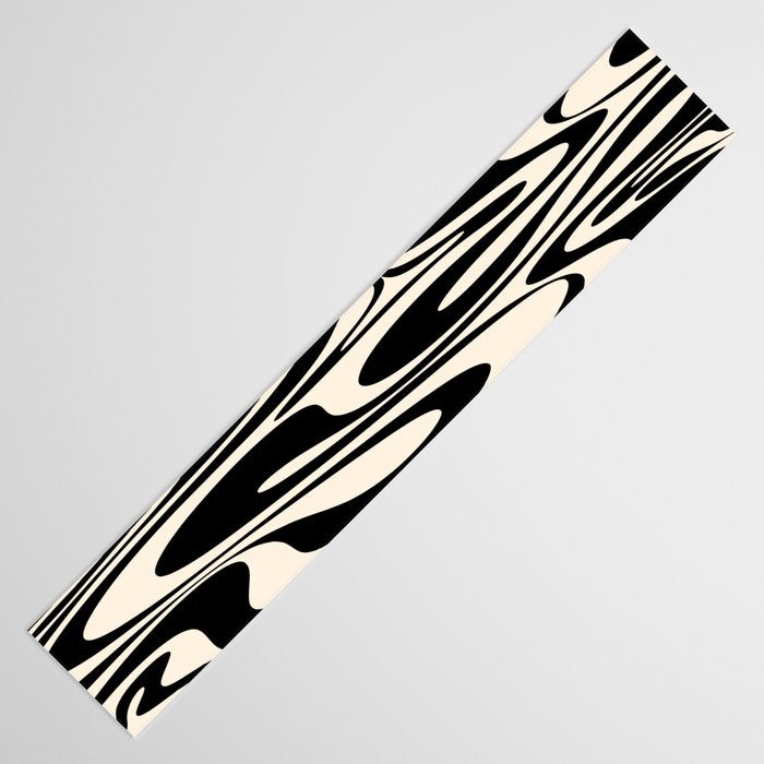 Mod Swirl Retro Abstract Pattern in Black and Almond Cream Table Runner Gallery Image 3