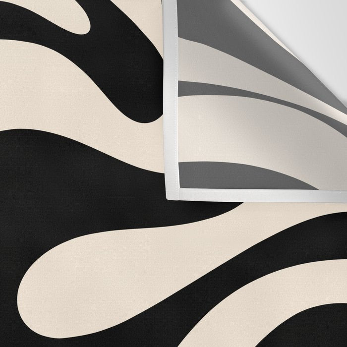Mod Swirl Retro Abstract Pattern in Black and Almond Cream Wall Tapestry Gallery Image 3