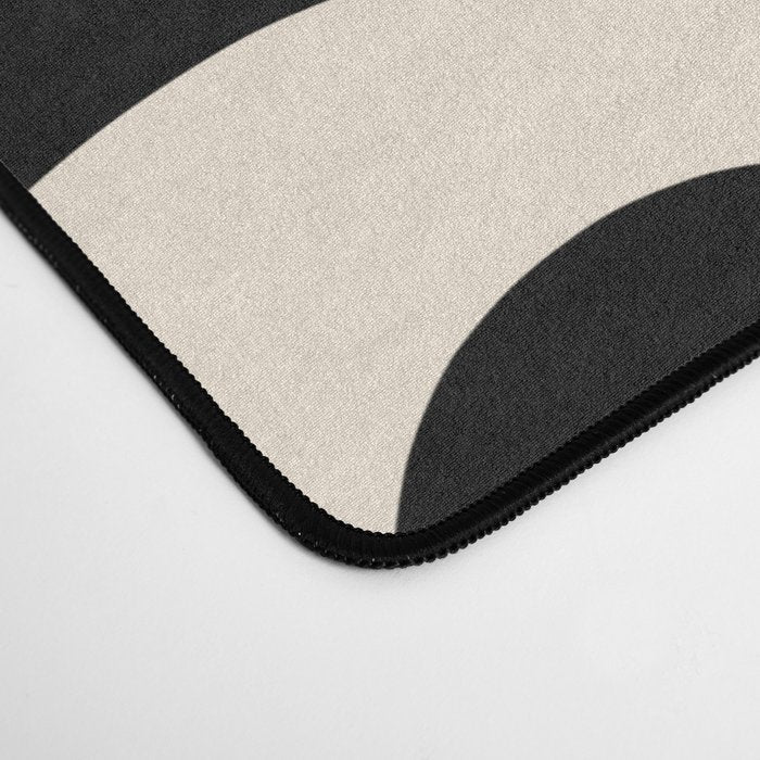 Mod Swirl Retro Abstract Pattern in Black and Almond Cream Desk Mat Gallery Image 4