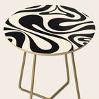 Mod Swirl Retro Abstract Pattern in Black and Almond Cream Side Table Gallery Image 2