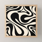 Mod Swirl Retro Abstract Pattern in Black and Almond Cream Mini Art Print Gallery Image 1