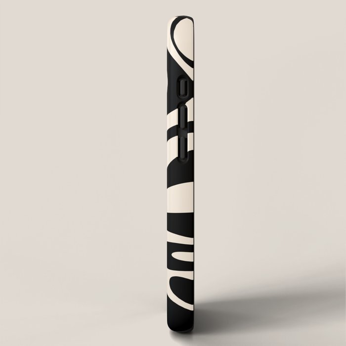 Mod Swirl Retro Abstract Pattern in Black and Almond Cream iPhone Case Gallery Image 2