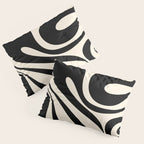 Mod Swirl Retro Abstract Pattern in Black and Almond Cream Pillow Sham Gallery Image 3