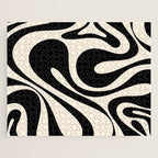 Mod Swirl Retro Abstract Pattern in Black and Almond Cream Jigsaw Puzzle Gallery Image 1