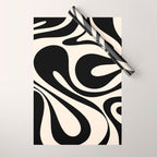 Mod Swirl Retro Abstract Pattern in Black and Almond Cream Wrapping Paper Gallery Image 1