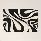 Mod Swirl Retro Abstract Pattern in Black and Almond Cream Welcome Mat Gallery Image 1