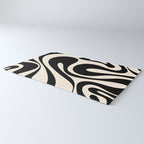 Mod Swirl Retro Abstract Pattern in Black and Almond Cream Rug Gallery Image 3