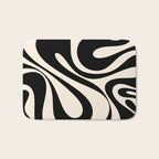 Mod Swirl Retro Abstract Pattern in Black and Almond Cream Bath Mat Gallery Image 1