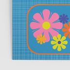 Retro Flower Patch Colorful Flowers on Blue Poster Gallery Image 3