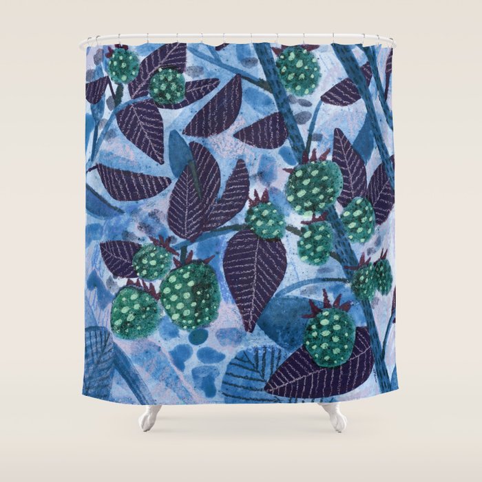 In Season in Blue Raspberry & Teal Shower Curtain Gallery Image 1