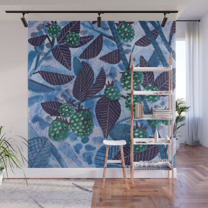 In Season in Blue Raspberry & Teal Wall Mural Gallery Image 1