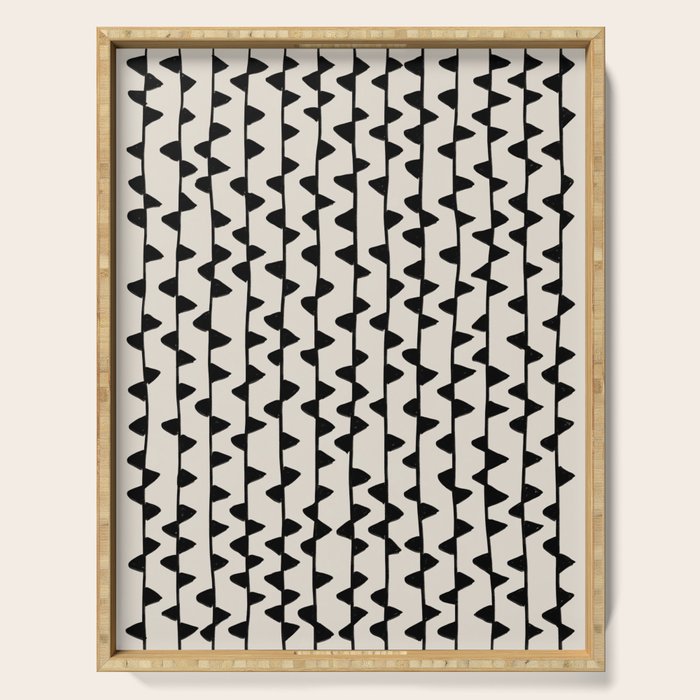 Triangles / Black & White Pattern Serving Tray Gallery Image 1