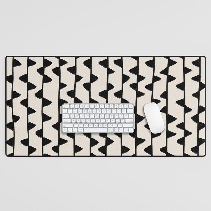 Triangles / Black & White Pattern Desk Mat Gallery Image 1