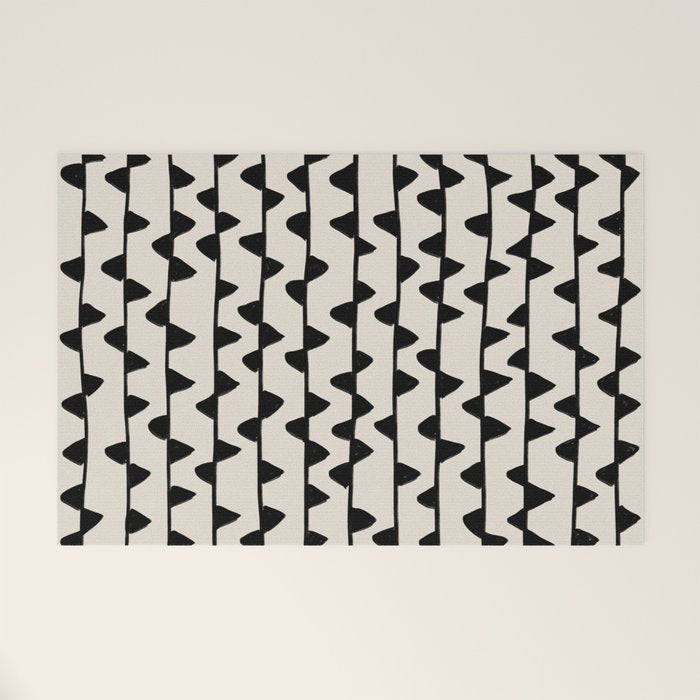 Triangles / Black & White Pattern Welcome Mat Gallery Image 1