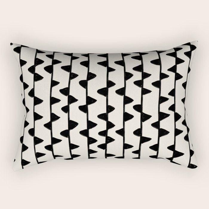 Triangles / Black & White Pattern Rectangular Pillow Gallery Image 2