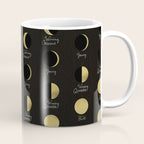 The Lunar Cycle â¢ Phases of the Moon - Black & Gold Palette Coffee Mug Gallery Image 1