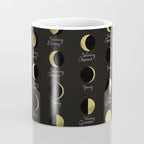 The Lunar Cycle â¢ Phases of the Moon - Black & Gold Palette Coffee Mug Gallery Image 4