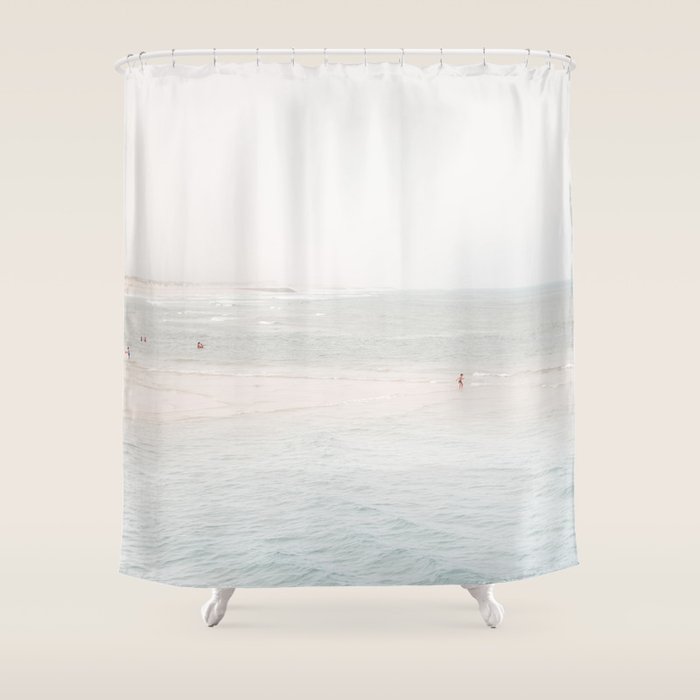 At the Seaside (three) - minimal beach series by Ingrid Beddoes Shower Curtain Gallery Image 1