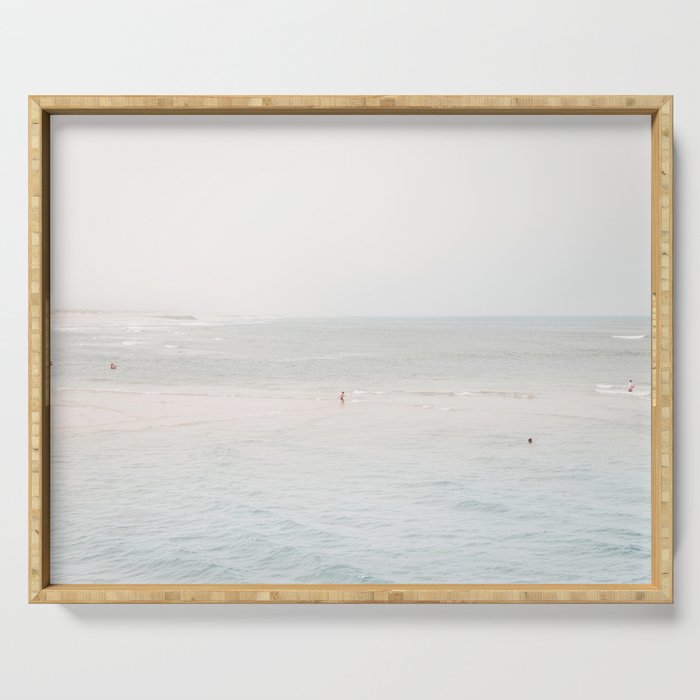 At the Seaside (three) - minimal beach series by Ingrid Beddoes Serving Tray Gallery Image 1