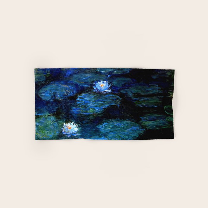 monet water lilies 1899 blue Teal Bath Towel Gallery Image 1