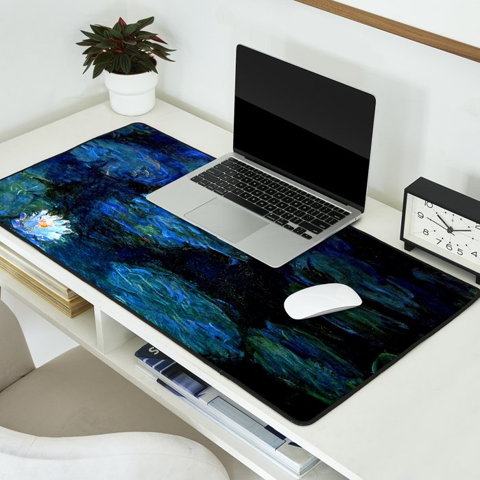 monet water lilies 1899 blue Teal Desk Mat Gallery Image 2