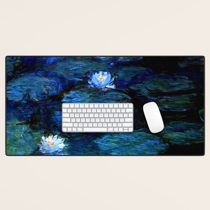 monet water lilies 1899 blue Teal Desk Mat Gallery Image 1