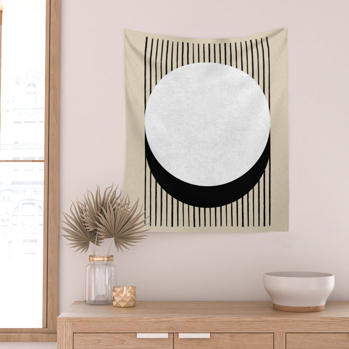 Circle black and white Stripes Wall Tapestry Gallery Image 2