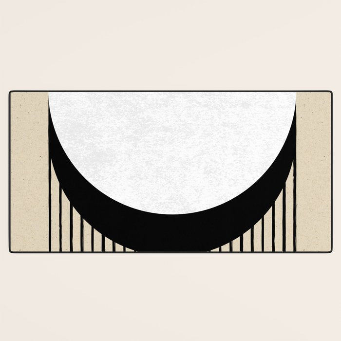 Circle black and white Stripes Desk Mat Gallery Image 3
