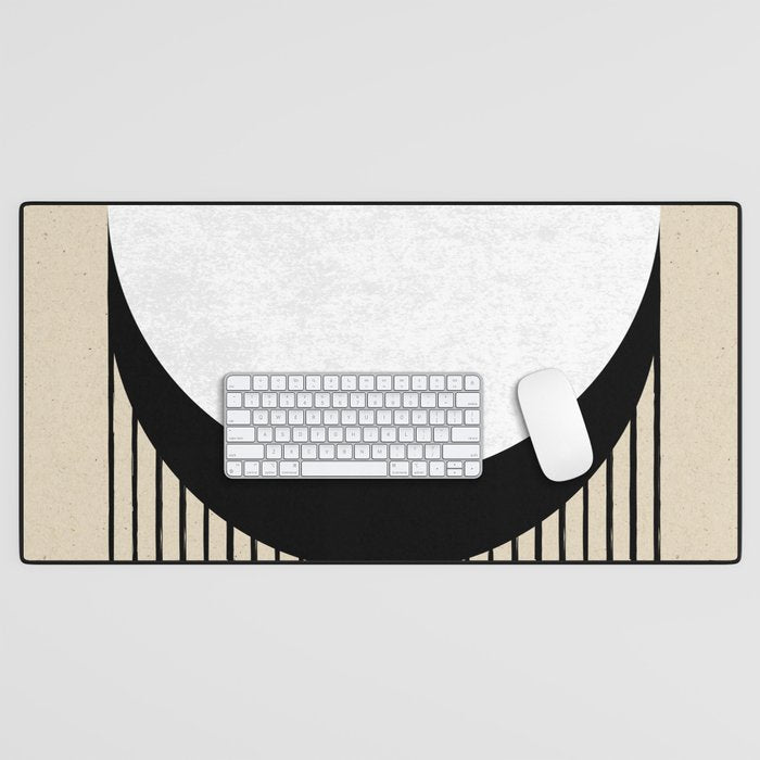 Circle black and white Stripes Desk Mat Gallery Image 1