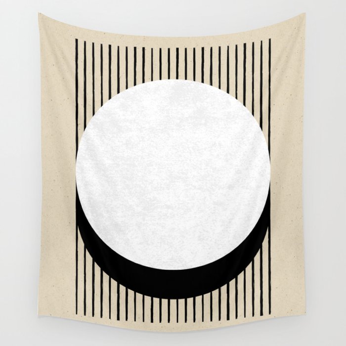Circle black and white Stripes Wall Tapestry Gallery Image 1