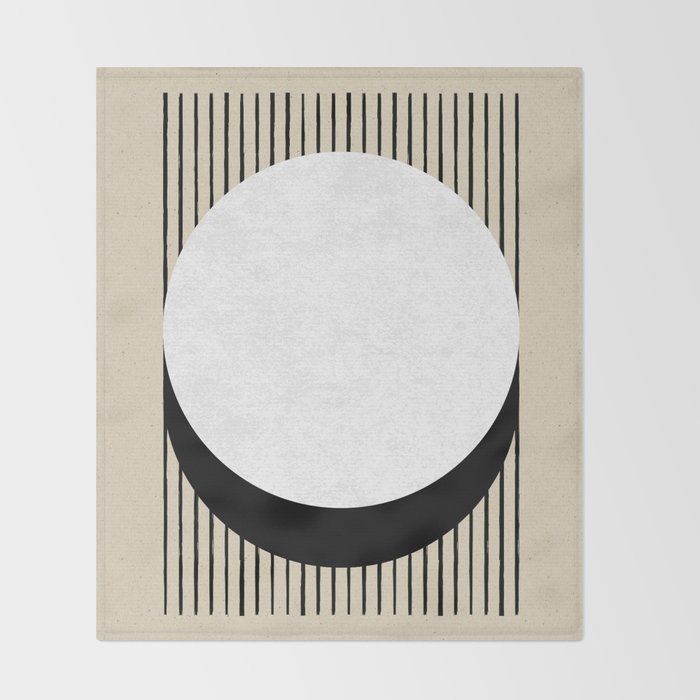 Circle black and white Stripes Throw Blanket Gallery Image 2