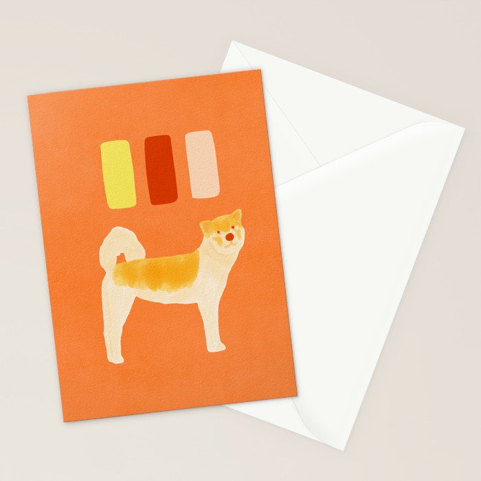 Dog and Dashes - Light Orange and Orange Stationery Card Gallery Image 2