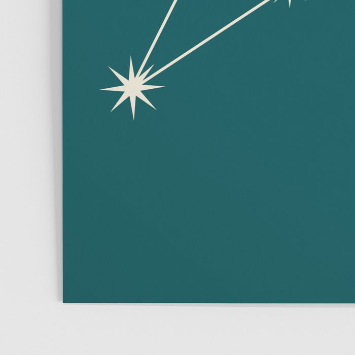 Leo Zodiac Star Constellation Line Art Deep Teal Poster Gallery Image 3