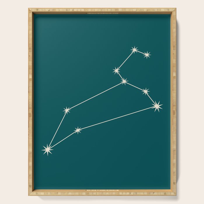 Leo Zodiac Star Constellation Line Art Deep Teal Serving Tray Gallery Image 1