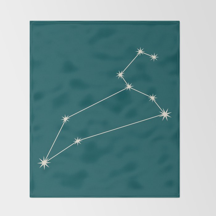 Leo Zodiac Star Constellation Line Art Deep Teal Throw Blanket Gallery Image 2
