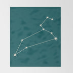 Leo Zodiac Star Constellation Line Art Deep Teal Throw Blanket Gallery Image 2