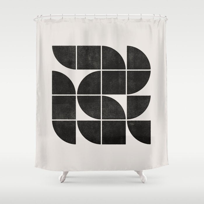 Mid-Century Modern No.35 - Woodblock Print Shower Curtain Gallery Image 1
