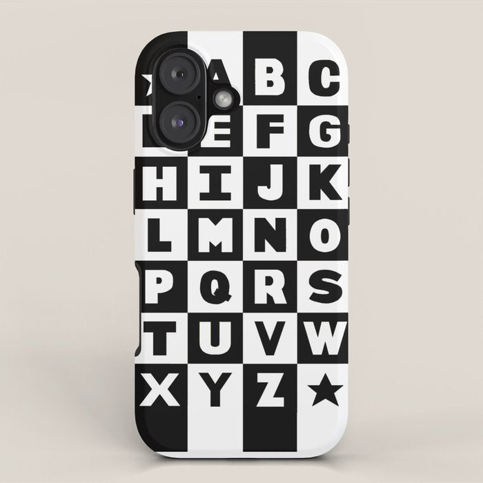Alphabet Black and White iPhone Case Gallery Image 1