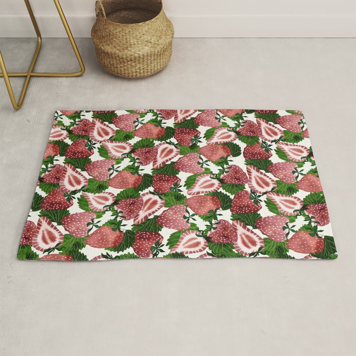 strawberry watercolor Rug Gallery Image 1
