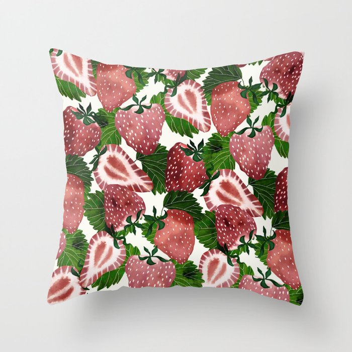 strawberry watercolor Throw Pillow Gallery Image 6
