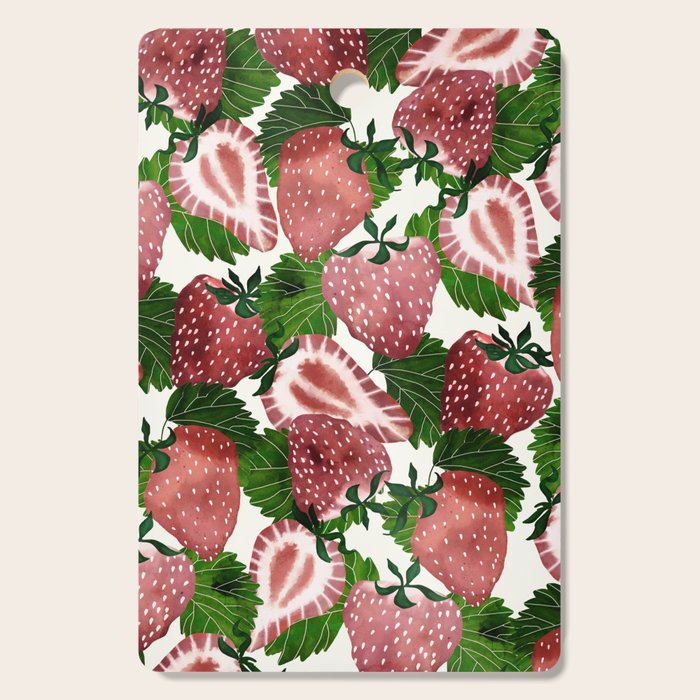 strawberry watercolor Cutting Board Gallery Image 1