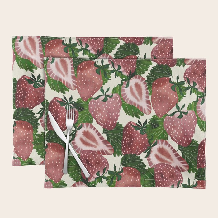strawberry watercolor Placemat Gallery Image 1