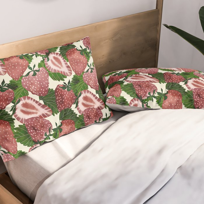 strawberry watercolor Pillow Sham Gallery Image 2