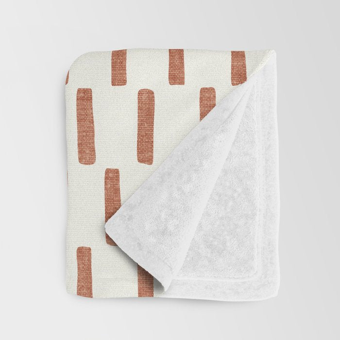 block print dash - terra cotta Throw Blanket Gallery Image 3