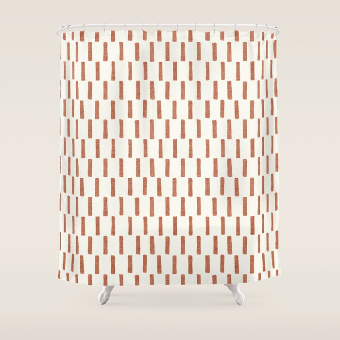 block print dash - terra cotta Shower Curtain Gallery Image 1