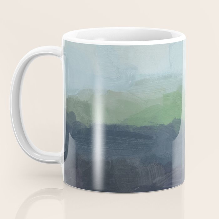 Sunday Afternoon - Navy Teal Aqua Sky Blue Green Abstract Art Painting Art Nature Horizon Modern Coffee Mug Gallery Image 3